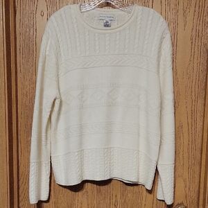 Evan Picone Cream Textured Knit Sweater